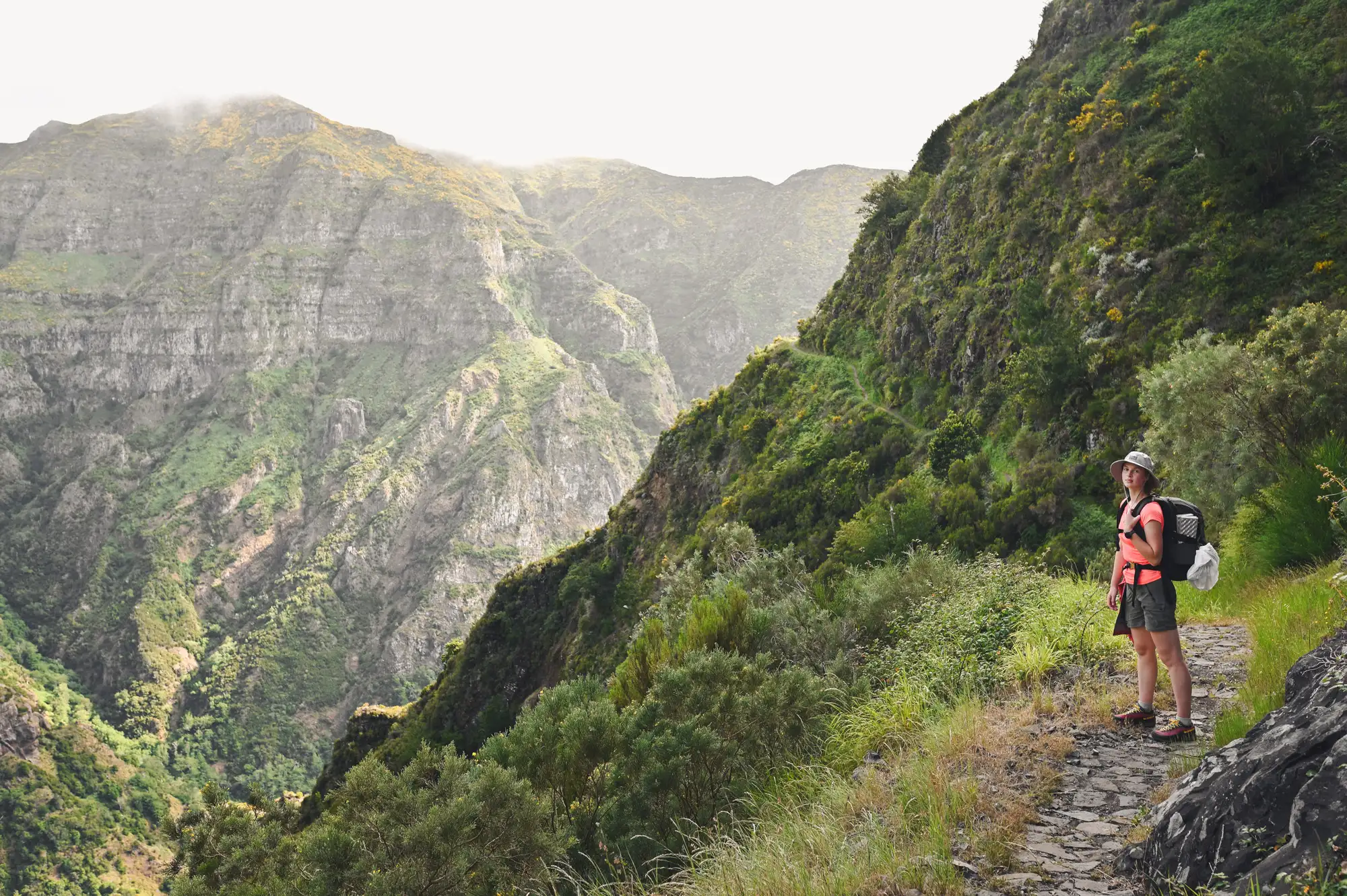 Hiker in a mountain valley