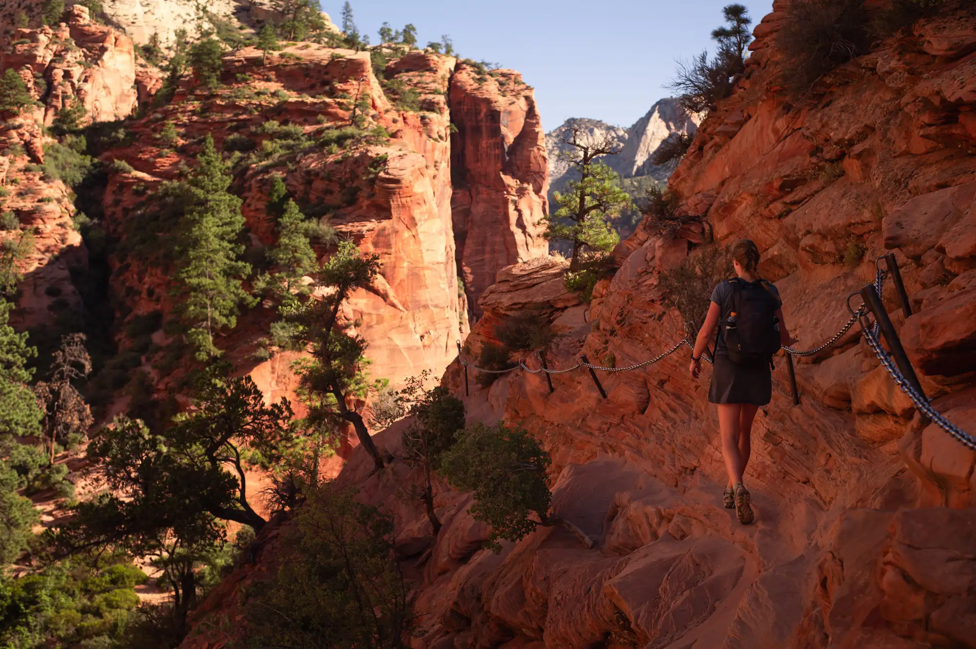 Hiking through red rock terrain